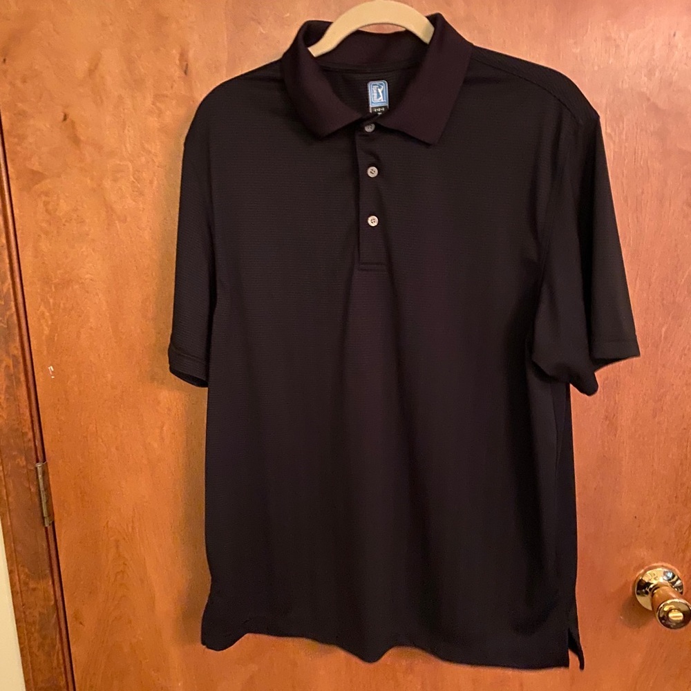 PGA Tour black polo golf shirt size L